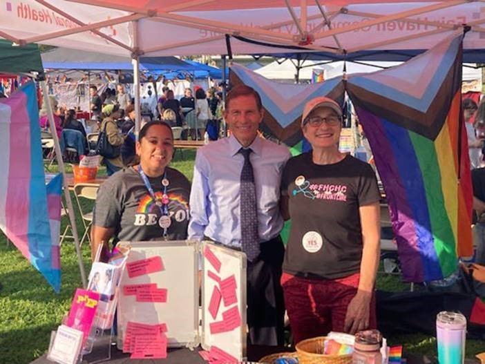 Blumenthal visited New Haven’s PRIDEFest. 